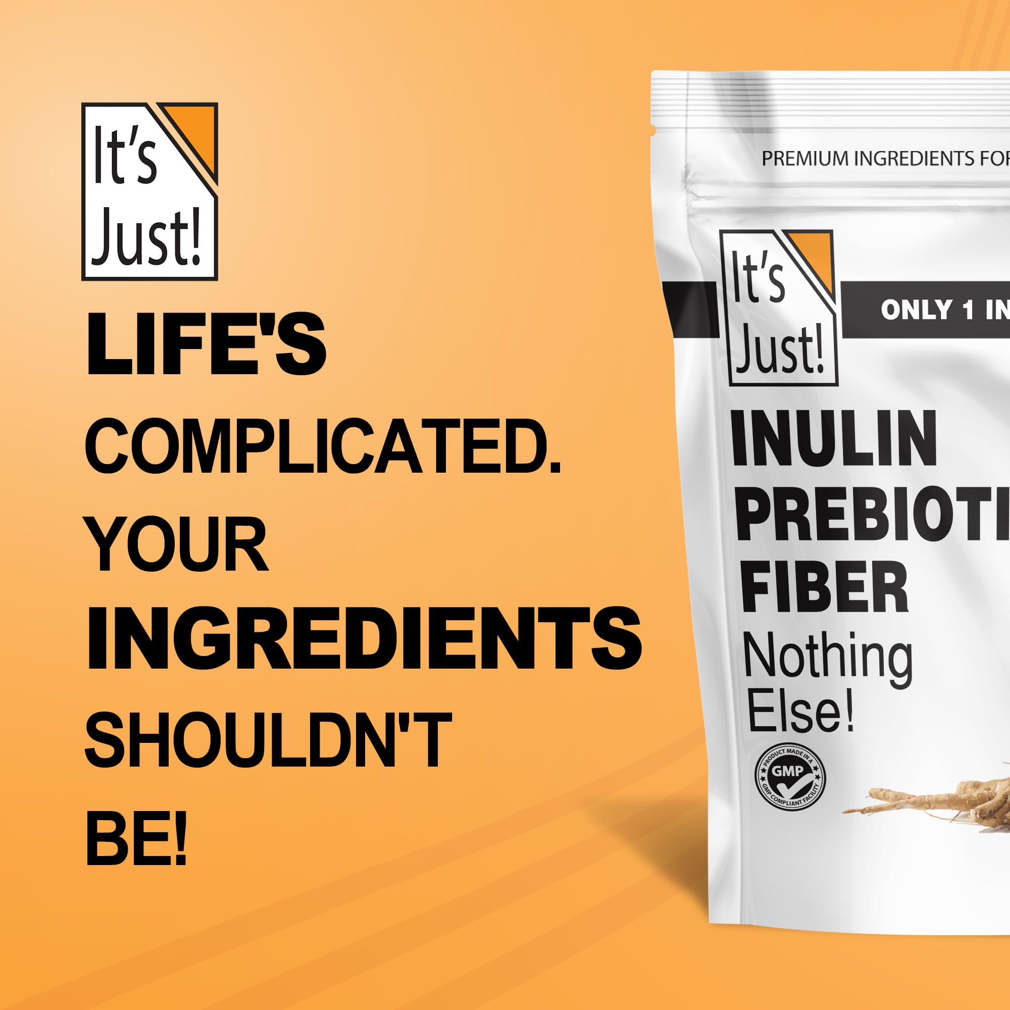 Its Just! powder focus notes zero-calorie indigestible fiber option.