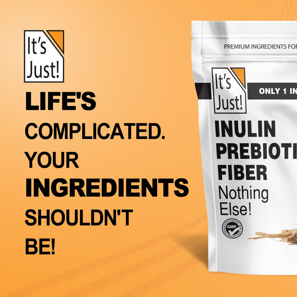 Its Just! powder focus notes zero-calorie indigestible fiber option.