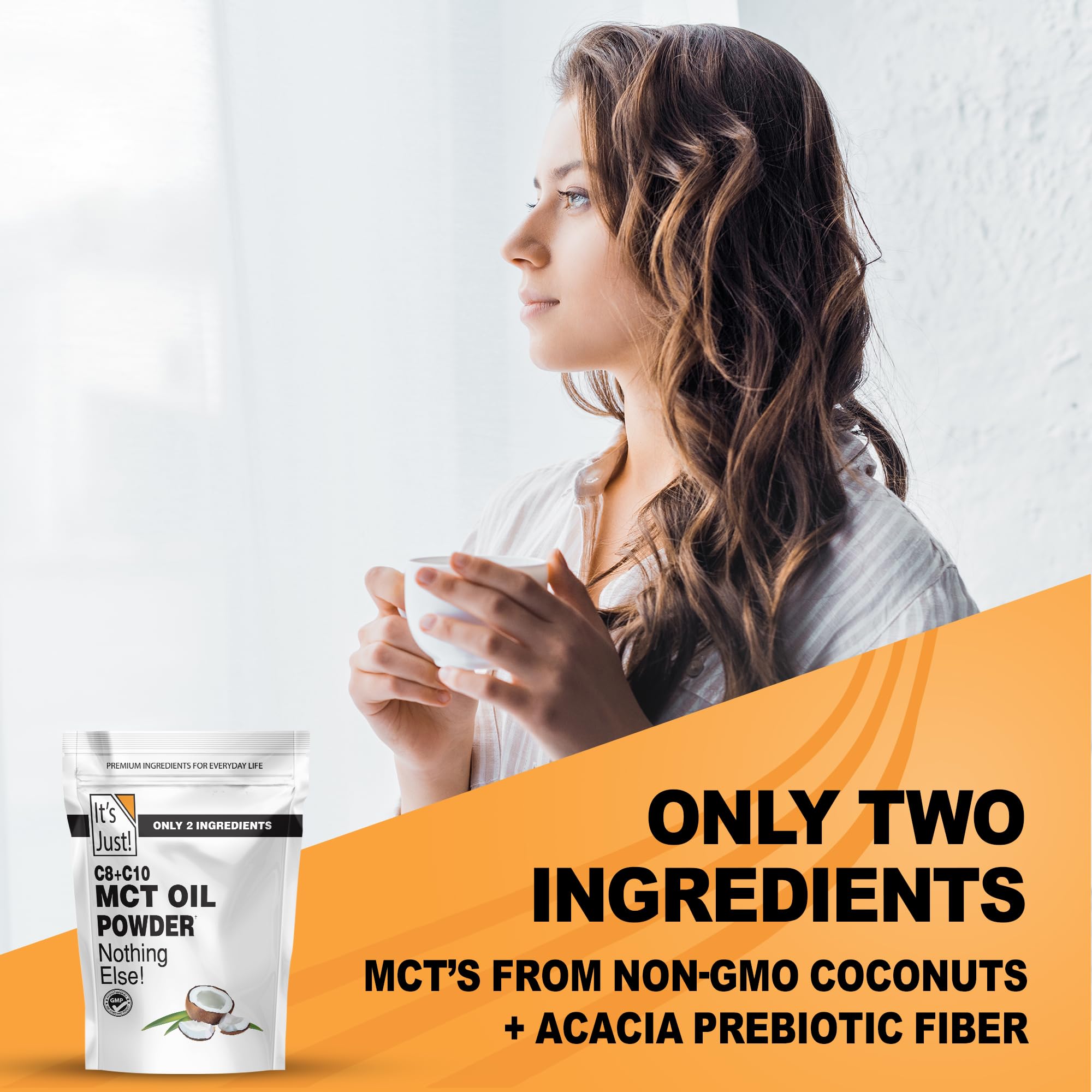 It's Just! MCT Oil Powder mixed into coffee creamer for keto-friendly texture.