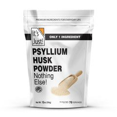 Its Just! psyllium husk powder displayed for easy mixing in recipes