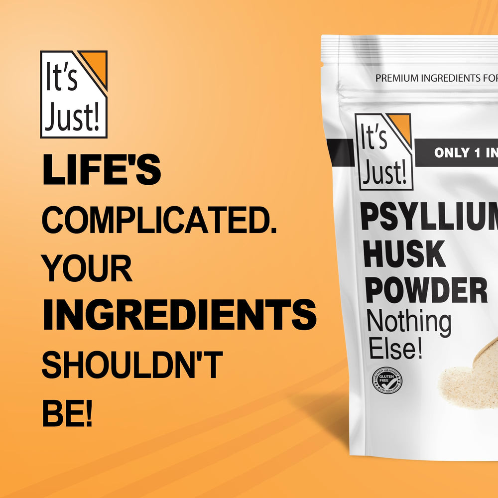 It's Just! Psyllium husk powder packaging facility shows controlled production and quality.