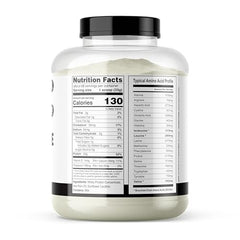 It's Just! whey protein powder being poured into a glass, highlighting mixability for recipes.