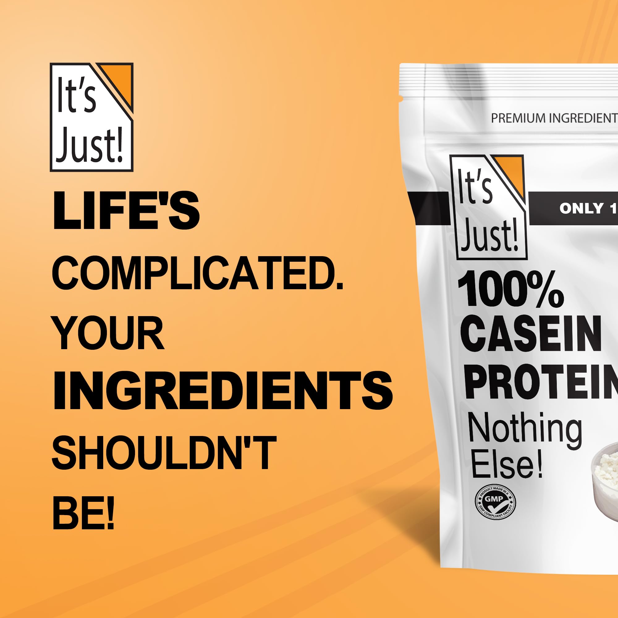 Its Just! Casein unflavored recipe-idea illustrates versatile use in shakes and desserts.