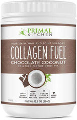 IUSOT Primal Kitchen Collagen Drink Mix bottle, chocolate coconut flavor for daily protein boost