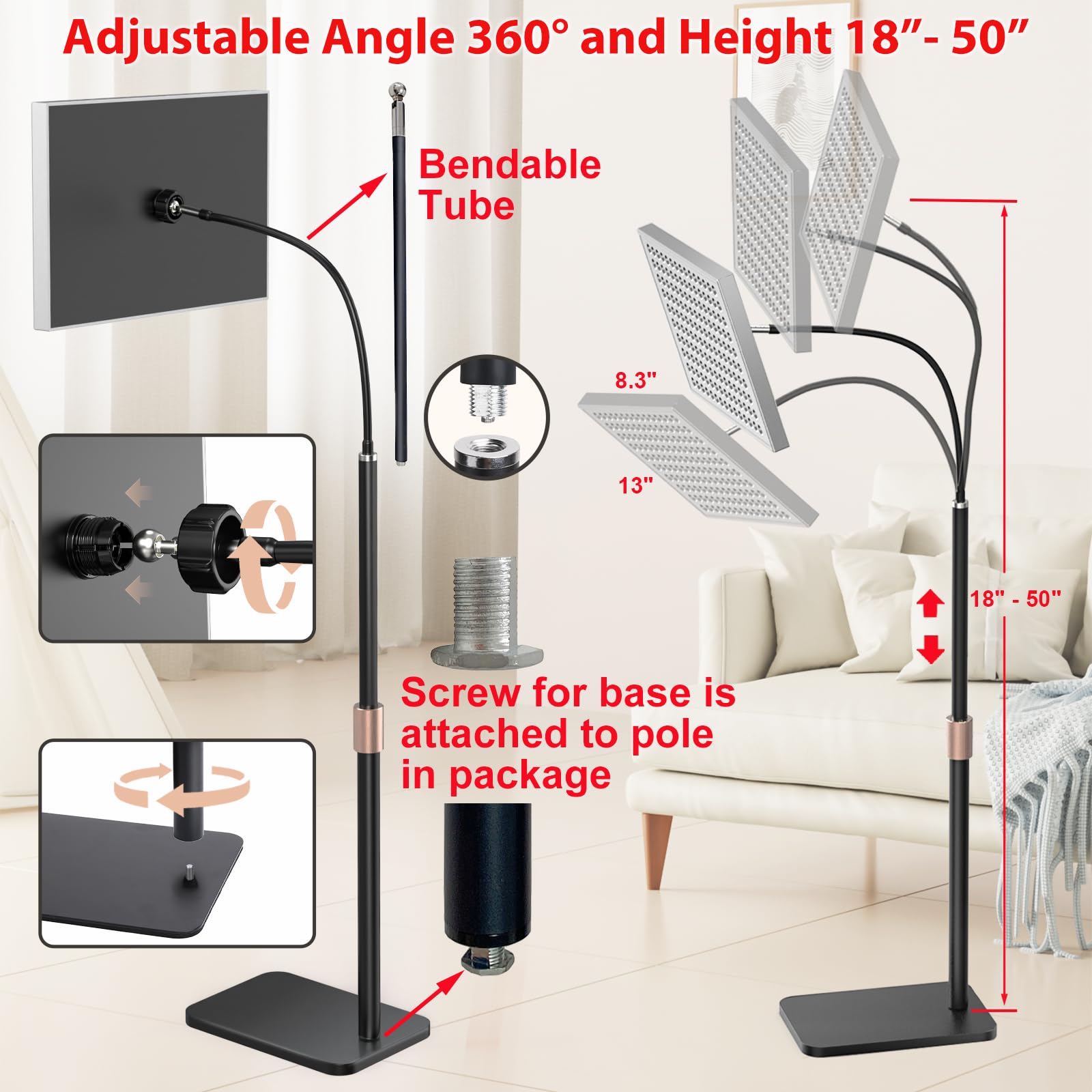 i-Venoya adjustable stand assembly lets you set comfortable heights and angles.