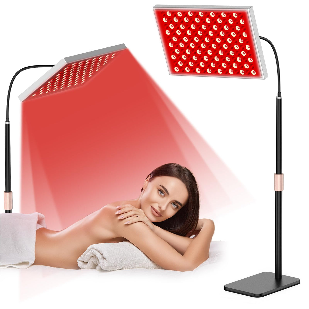 i-Venoya red light therapy panel with stand enables versatile at-home sessions.