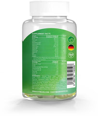 IvyBears Men's Hair Vitamin Gummies label closeup emphasizes biotin and zinc benefits.