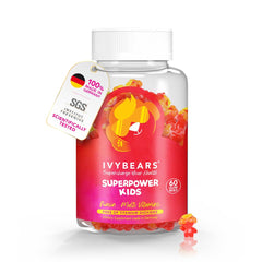 IvyBears Superpower Kids bottle of berry gummies for daily immune support