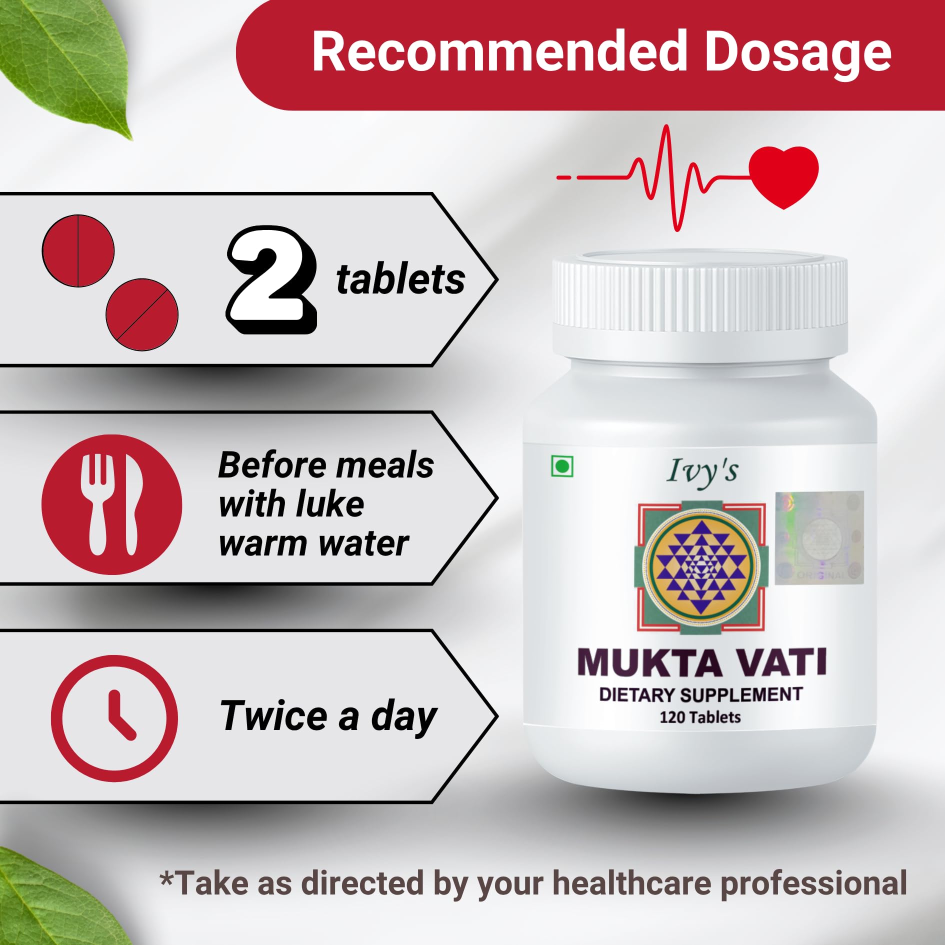 Ivy's Mukta Vati tablets poured into hand for quick daily intake