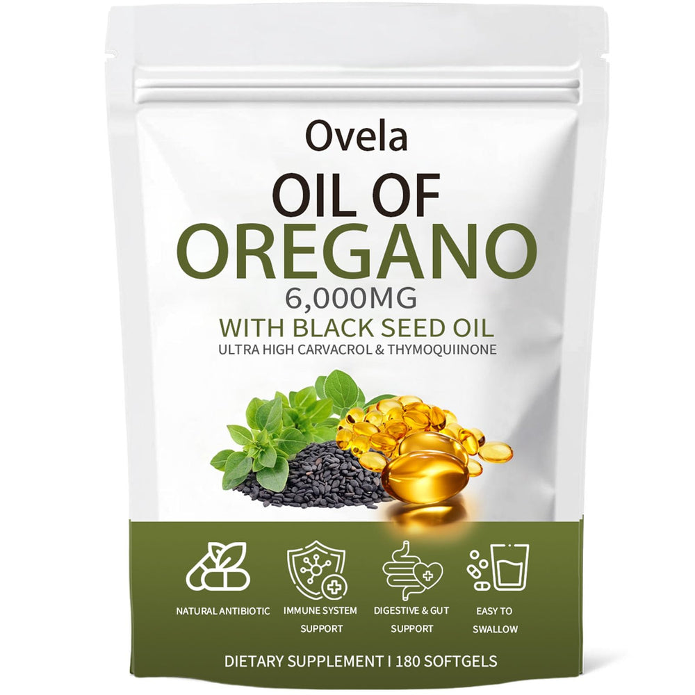 ixarco ovela bottle-front showing oil of oregano with black seed oil for daily immune support.