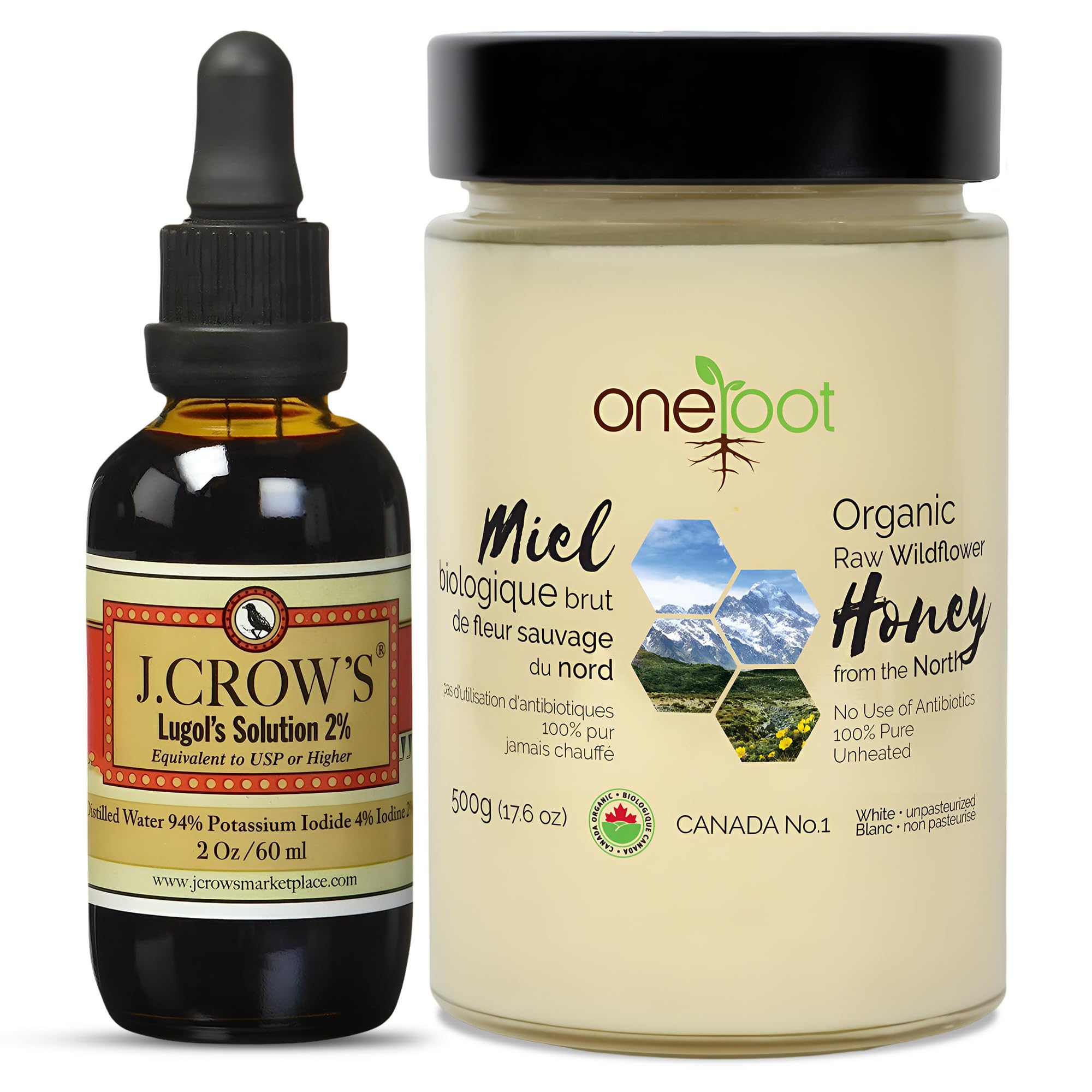 J. CROW'S Lugol's Iodine Organic bottle for everyday use and natural care.