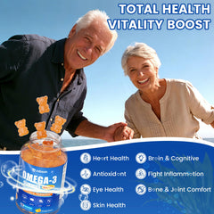 Jabsah vegan omega-3 gummies bottle-open scene for easy daily intake.