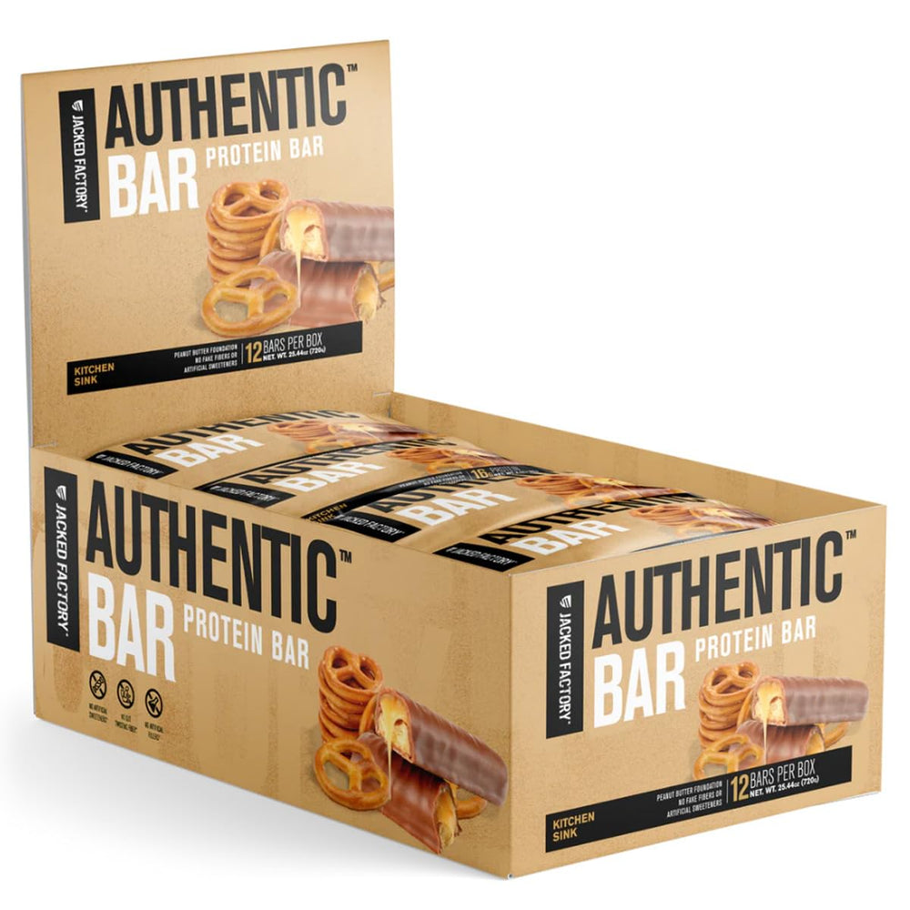 Jacked Factory Authentic Bar with chocolate chips for tasty on-the-go energy