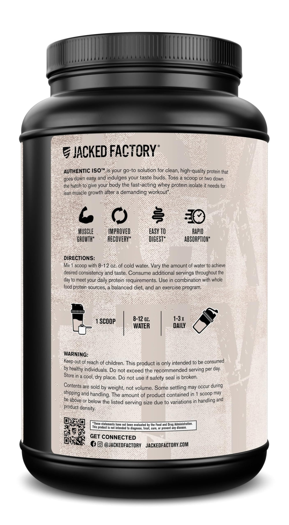 Jacked Factory Authentic ISO Whey Cookies & Cream mix dissolving smoothly in liquid.