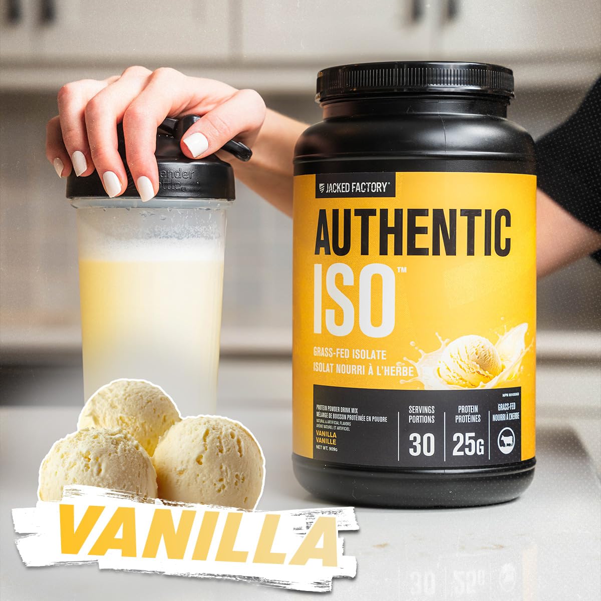 Jacked Factory Authentic ISO Whey Vanilla label closeup