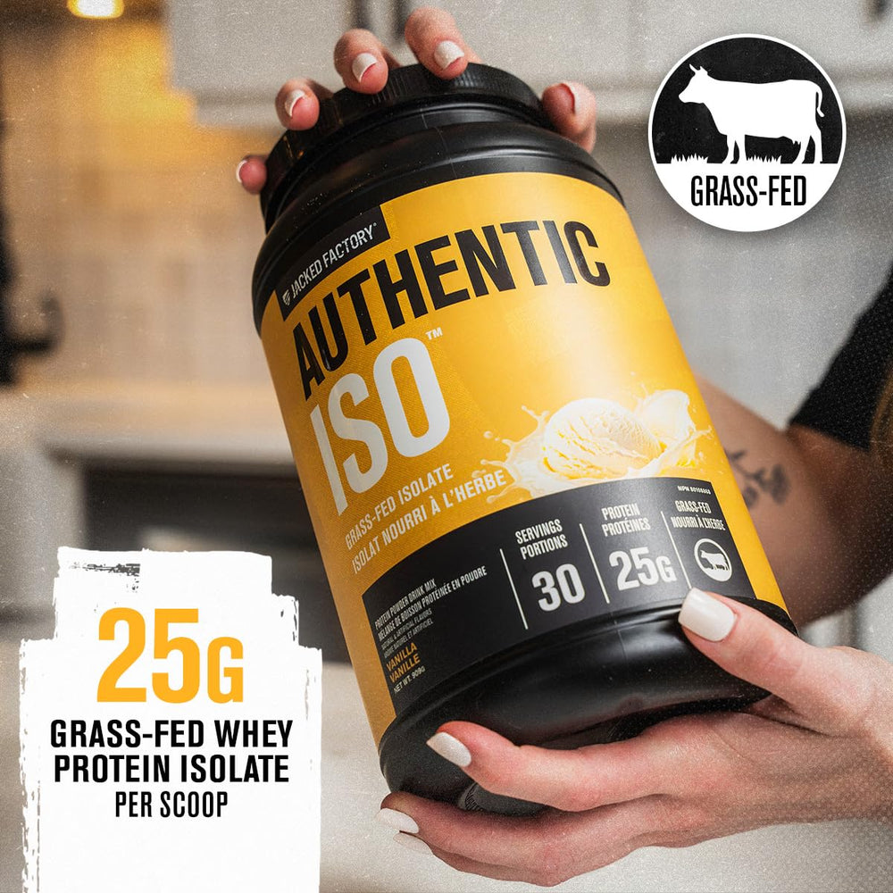 Jacked Factory Authentic ISO Whey Vanilla shaker for quick mixes