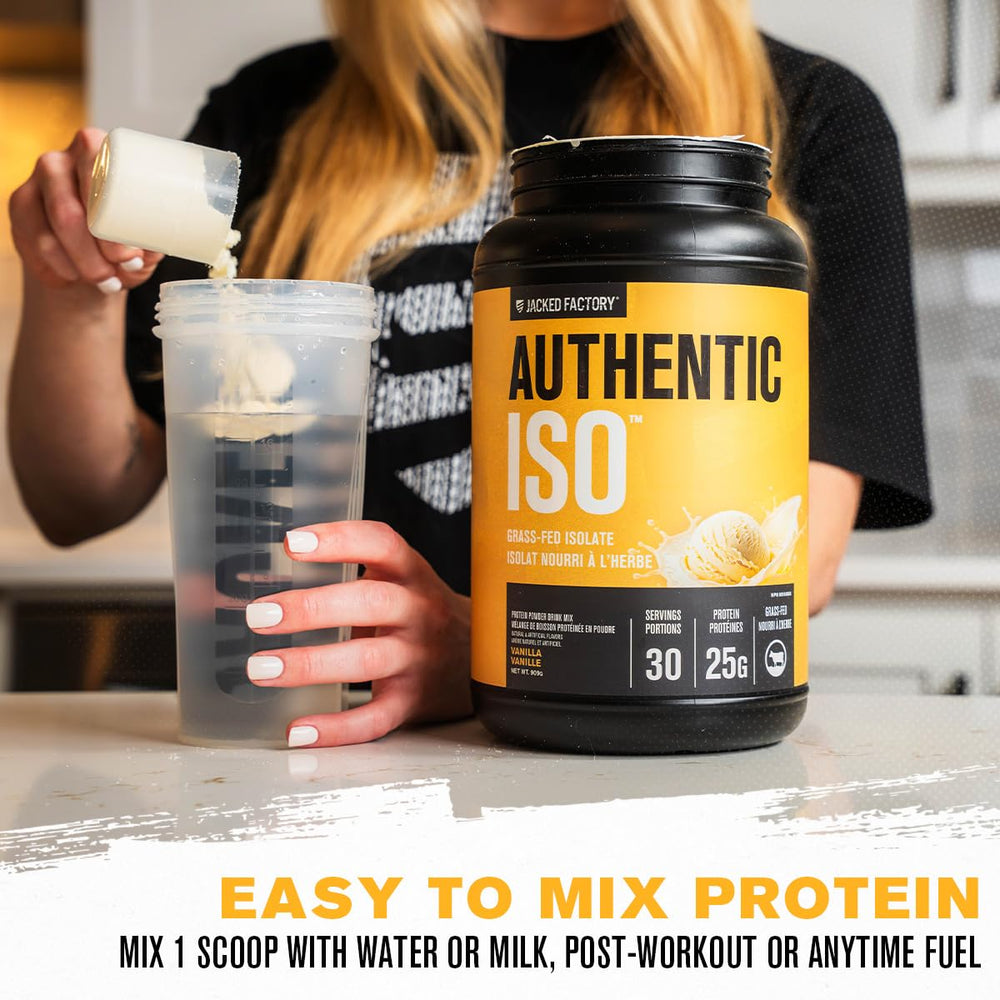 Jacked Factory Authentic ISO Whey Vanilla nutrition label closeup
