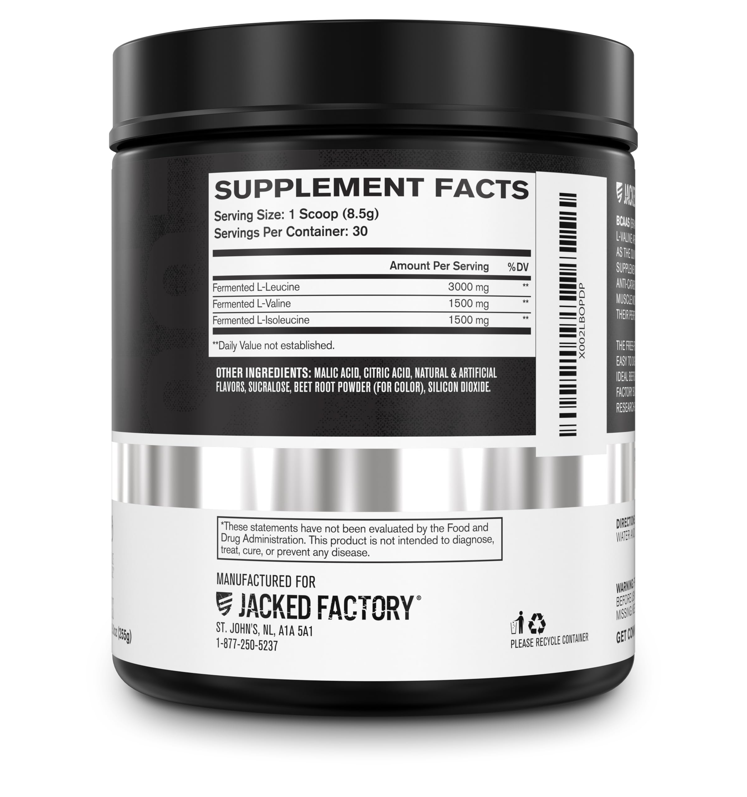 Jacked Factory BCAA usage between meals or pre-workout boosts amino acids.