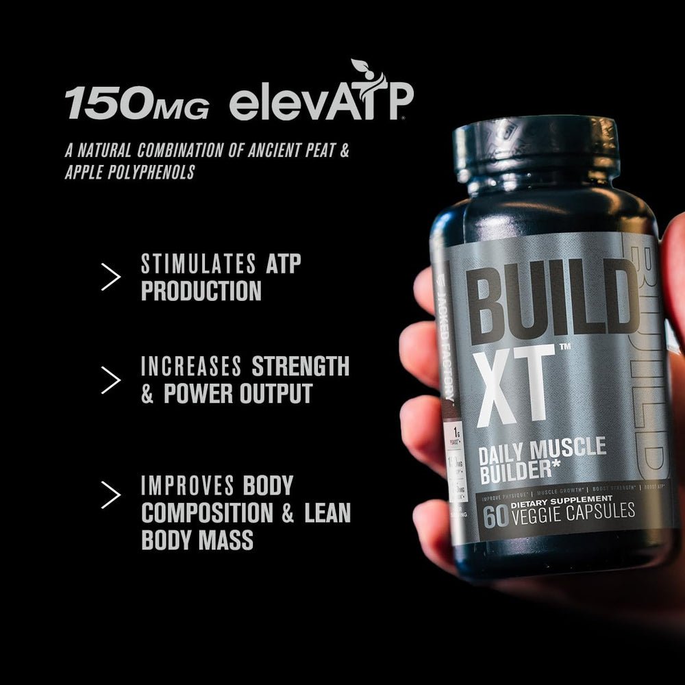 Front label of Build-XT showing Peak02, ElevATP, Astragin