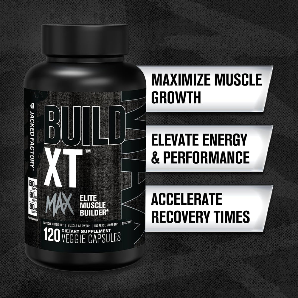 Back label of Build-XT Max highlighting PeakO2 and ElevATP ingredients.