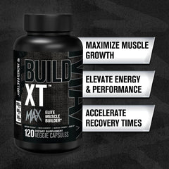 Back label of Build-XT Max highlighting PeakO2 and ElevATP ingredients.