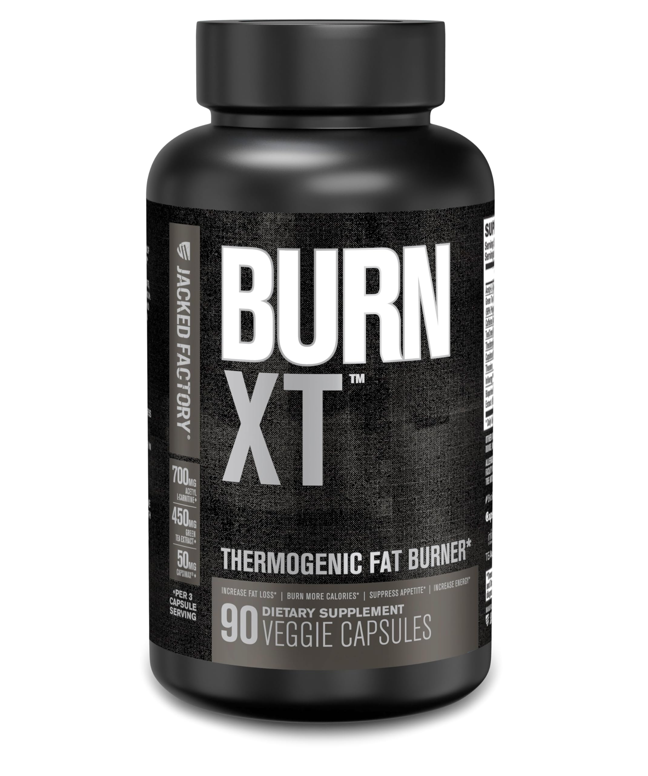 Jacked Factory Burn-XT Black bottle front for energy and focus.
