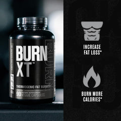 Burn-XT Black capsules close-up showing easy-to-swallow design for daily energy.