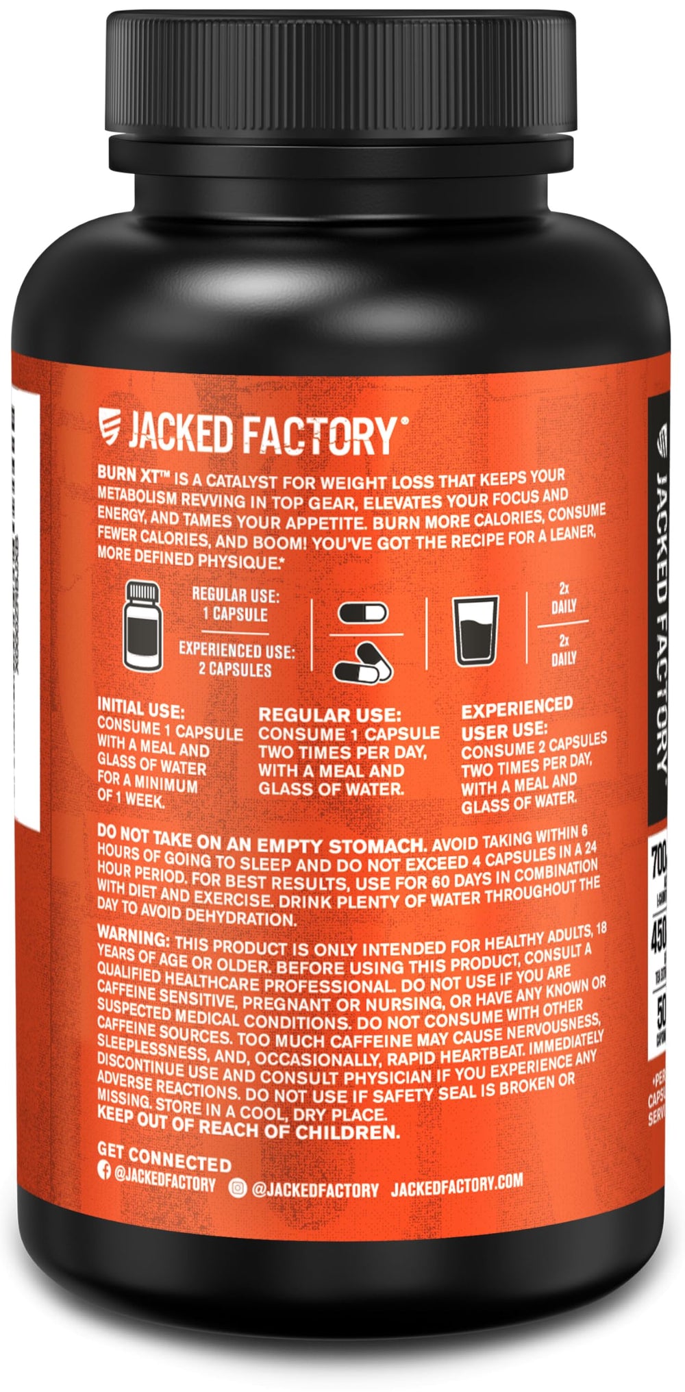 Jacked Factory Burn-XT bottle with bold branding for quick shopping.