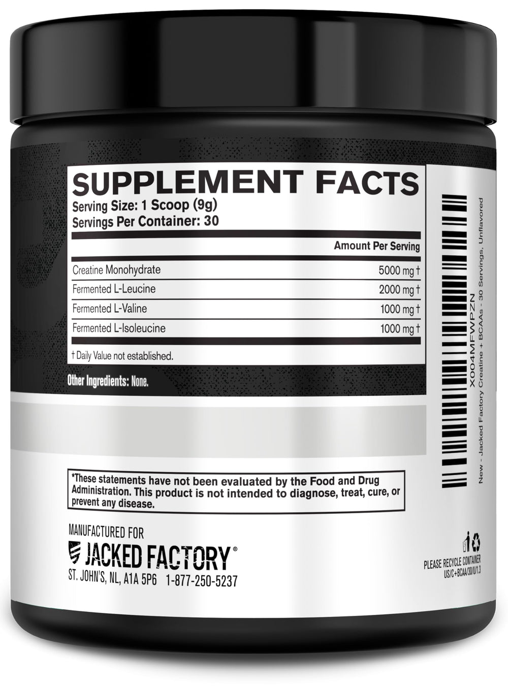 Jacked Factory Creatine + BCAAs solution in glass ready to drink after mixing