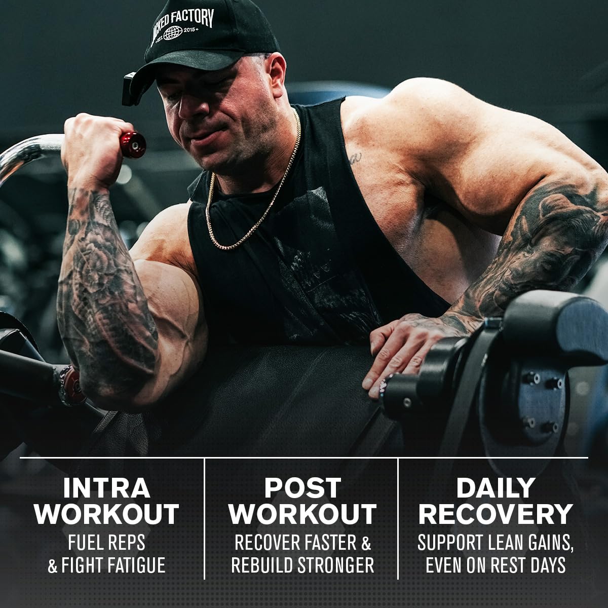 Jacked Factory Creatine + BCAAs powder being poured into water for easy mixing