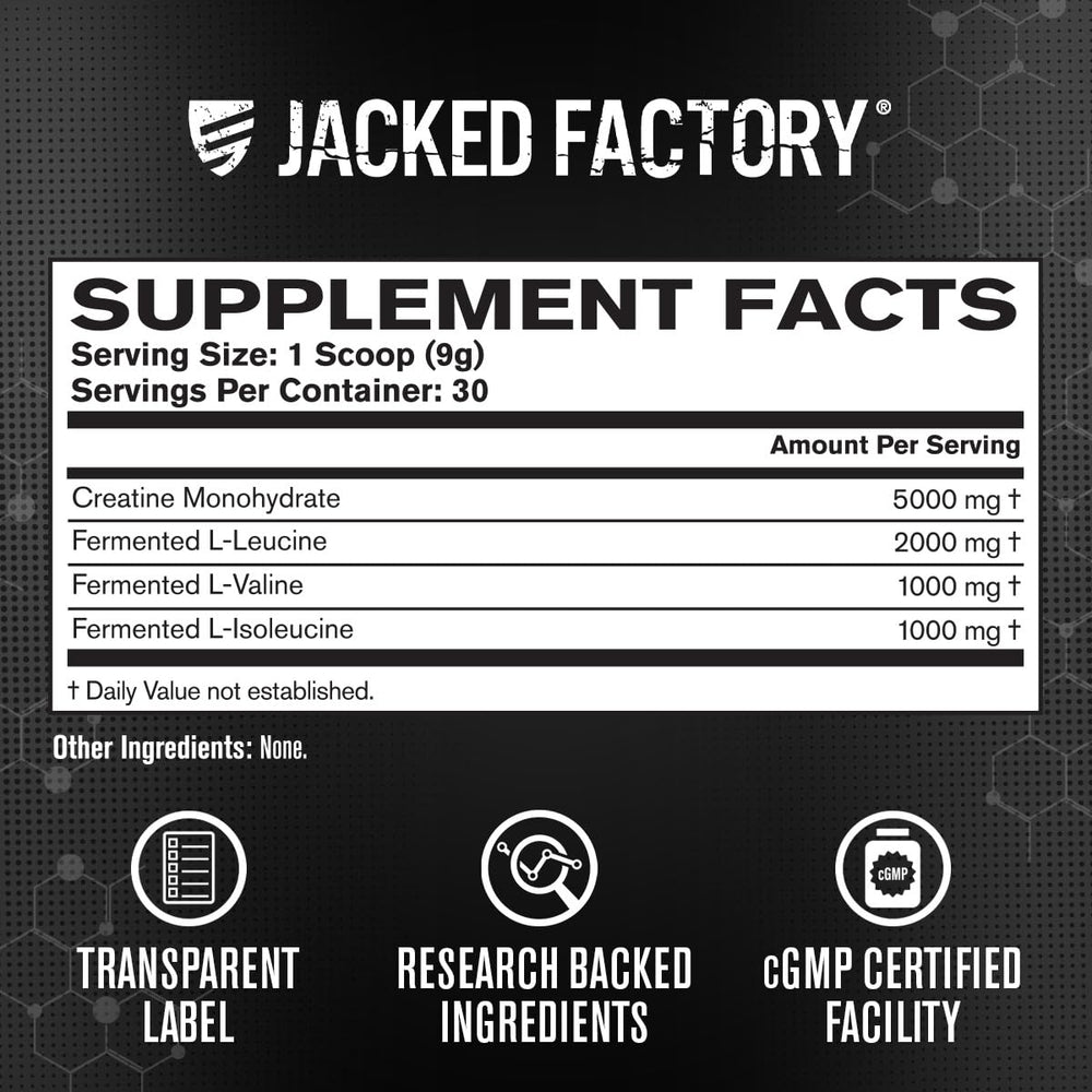 Jacked Factory Creatine + BCAAs in a pre-workout routine context for energy