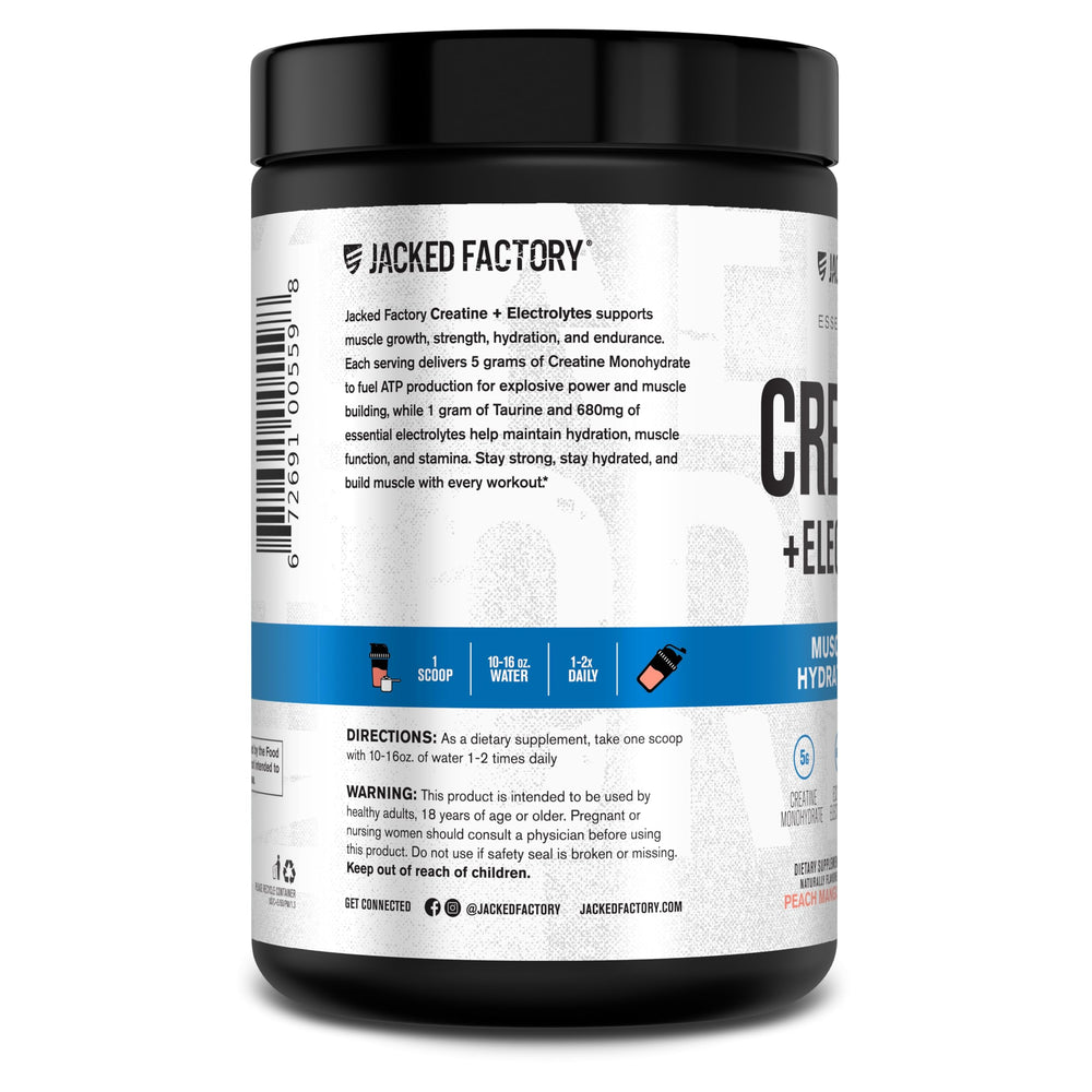 Jacked Factory Creatine Electrolytes post workout mineral replenishment scene.