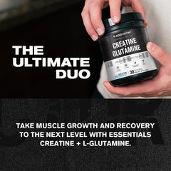 Jacked Factory Creatine and Glutamine bottle side view for consistent daily dosing.