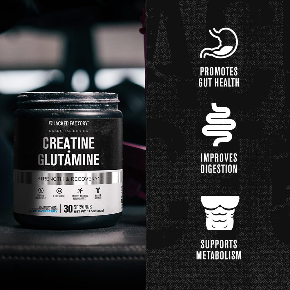 Jacked Factory Creatine and Glutamine pour action suggests smooth post-workout shakes.