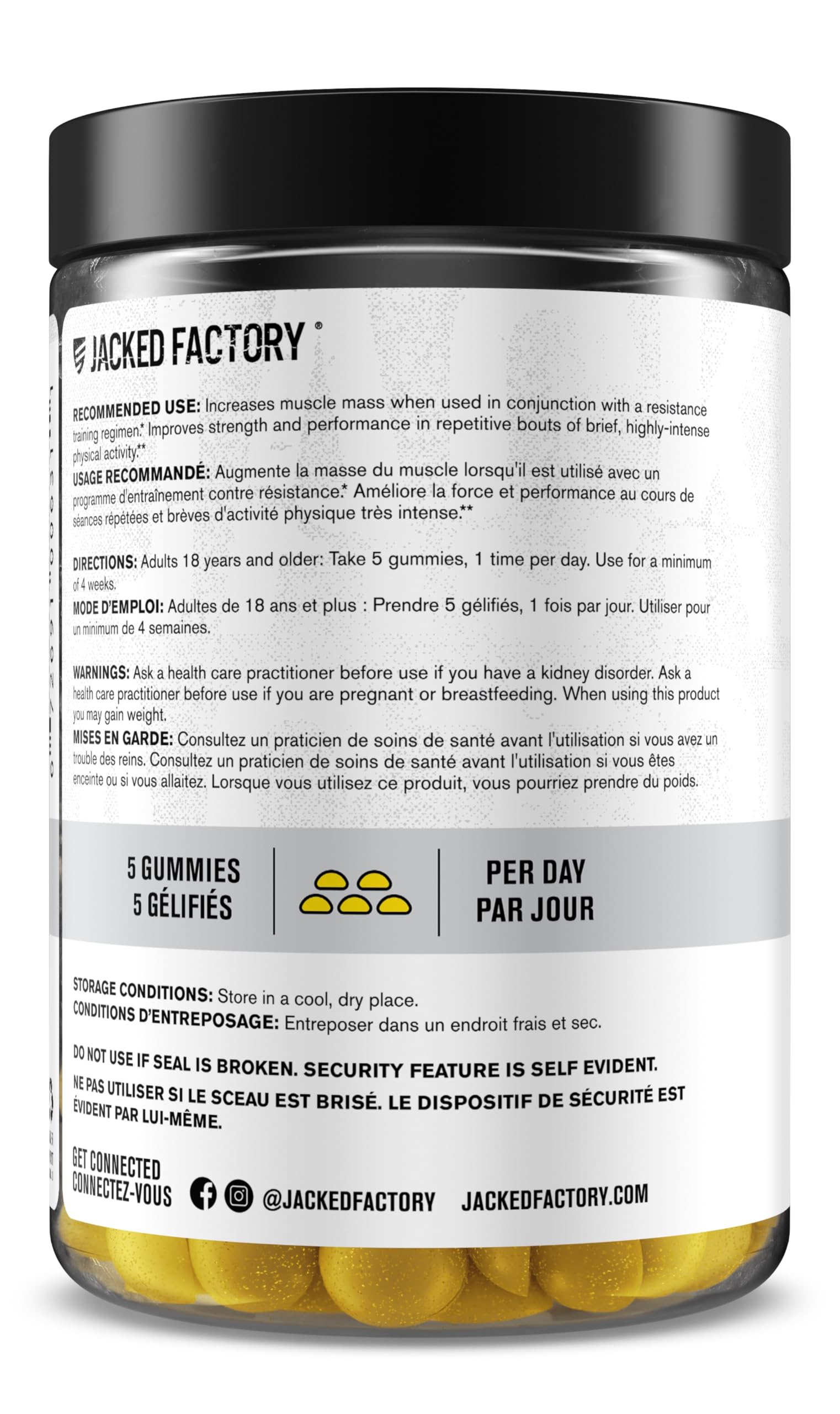Jacked Factory Creatine Gummies closeup shows chewy texture and vibrant lemon taste