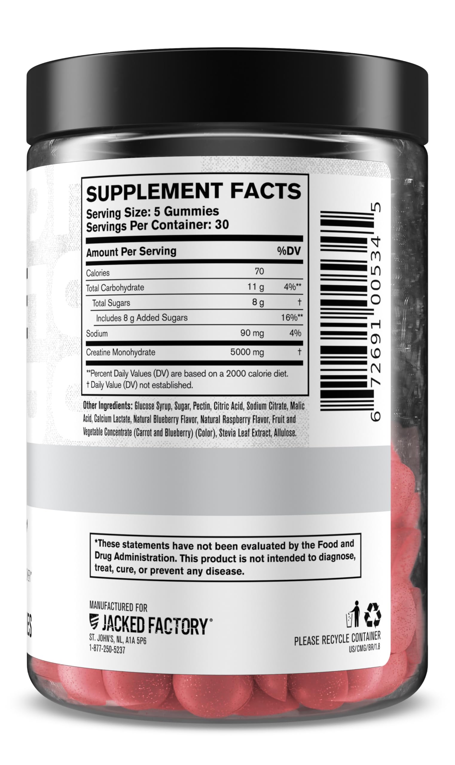 Jacked Factory Creatine Gummies third-party tested seal for quality assurance.