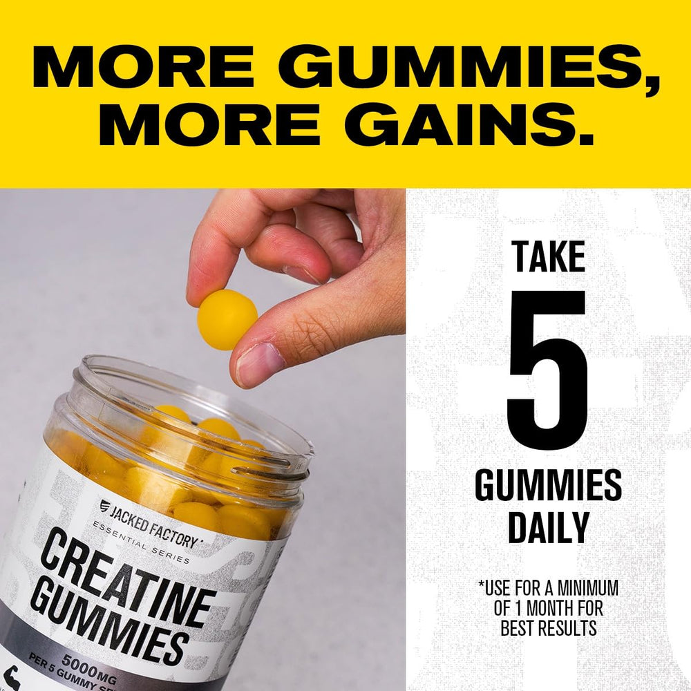 Jacked Factory Creatine Gummies travel pack shown for gym bag and on-the-go use