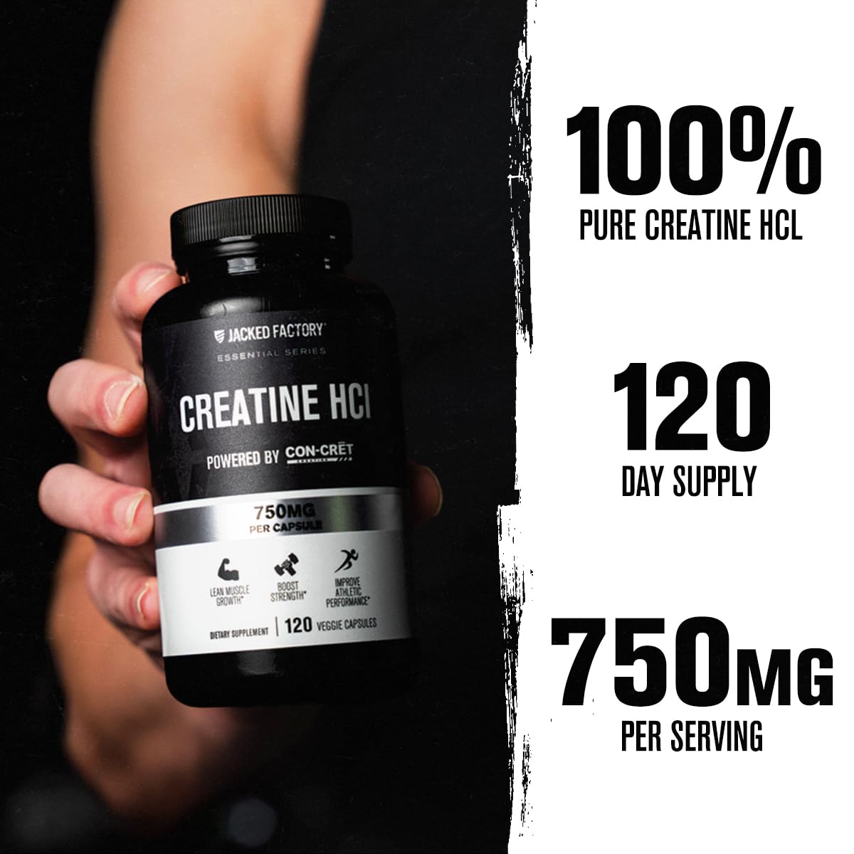 Closeup label highlights CON-CRET 750mg for strong, rapid absorption