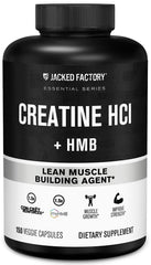 Jacked Factory Creatine HCL + HMB capsules bottle highlighting high-potency formula for workouts.
