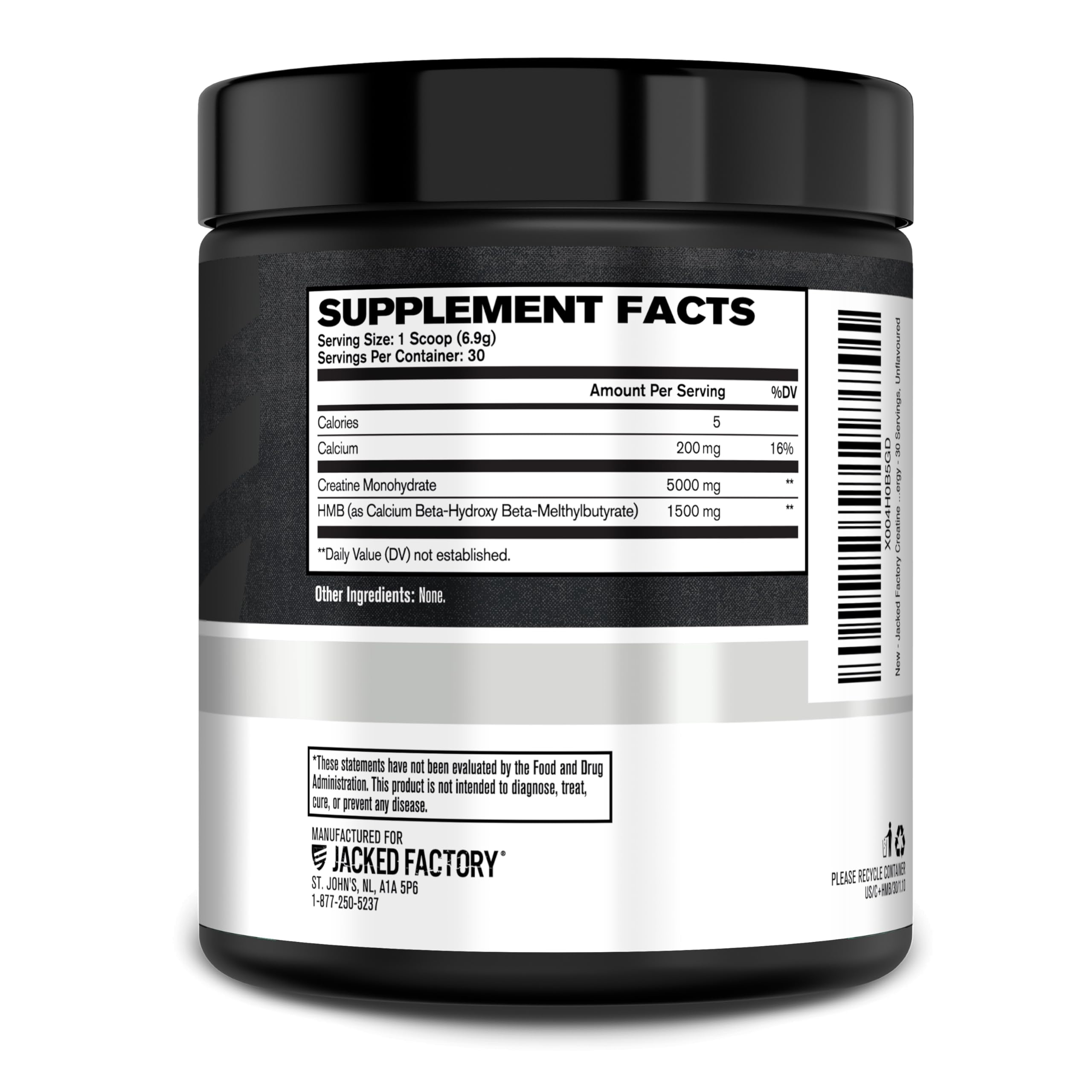 Jacked Factory Creatine HMB powder label design—trustworthy packaging for daily use.