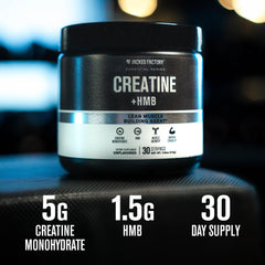 Jacked Factory Creatine HMB powder in pre-workout stack—flexible stacking for workouts.