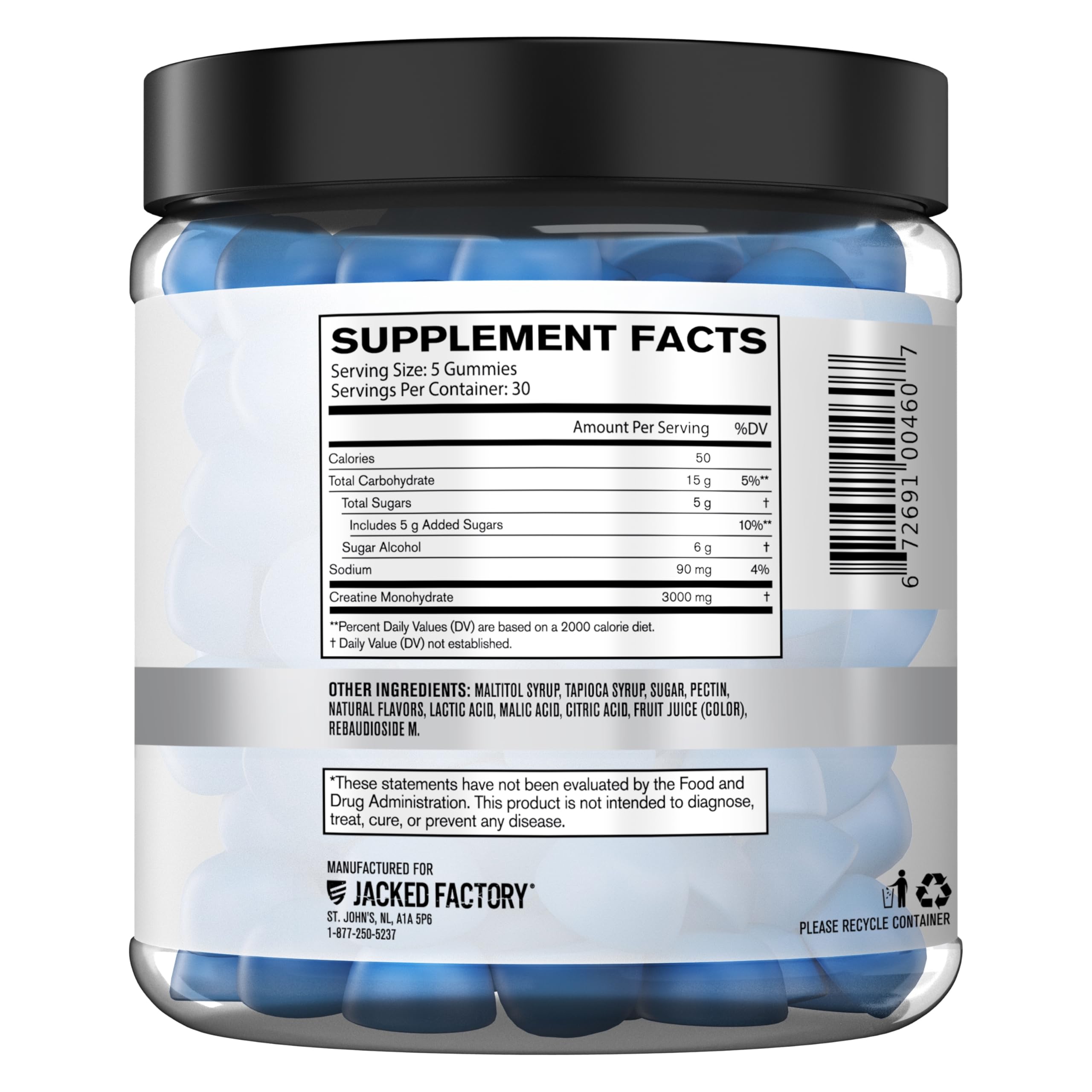 Jacked Factory Creatine Monohydrate Gummies dispensing scene emphasizes portion control.