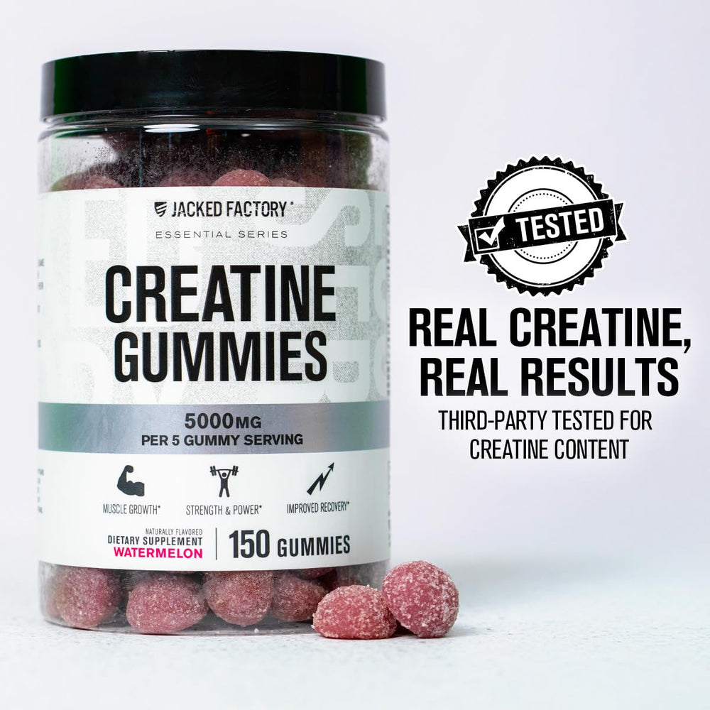 Nutrition label on Jacked Factory Creatine Gummies showing daily dose