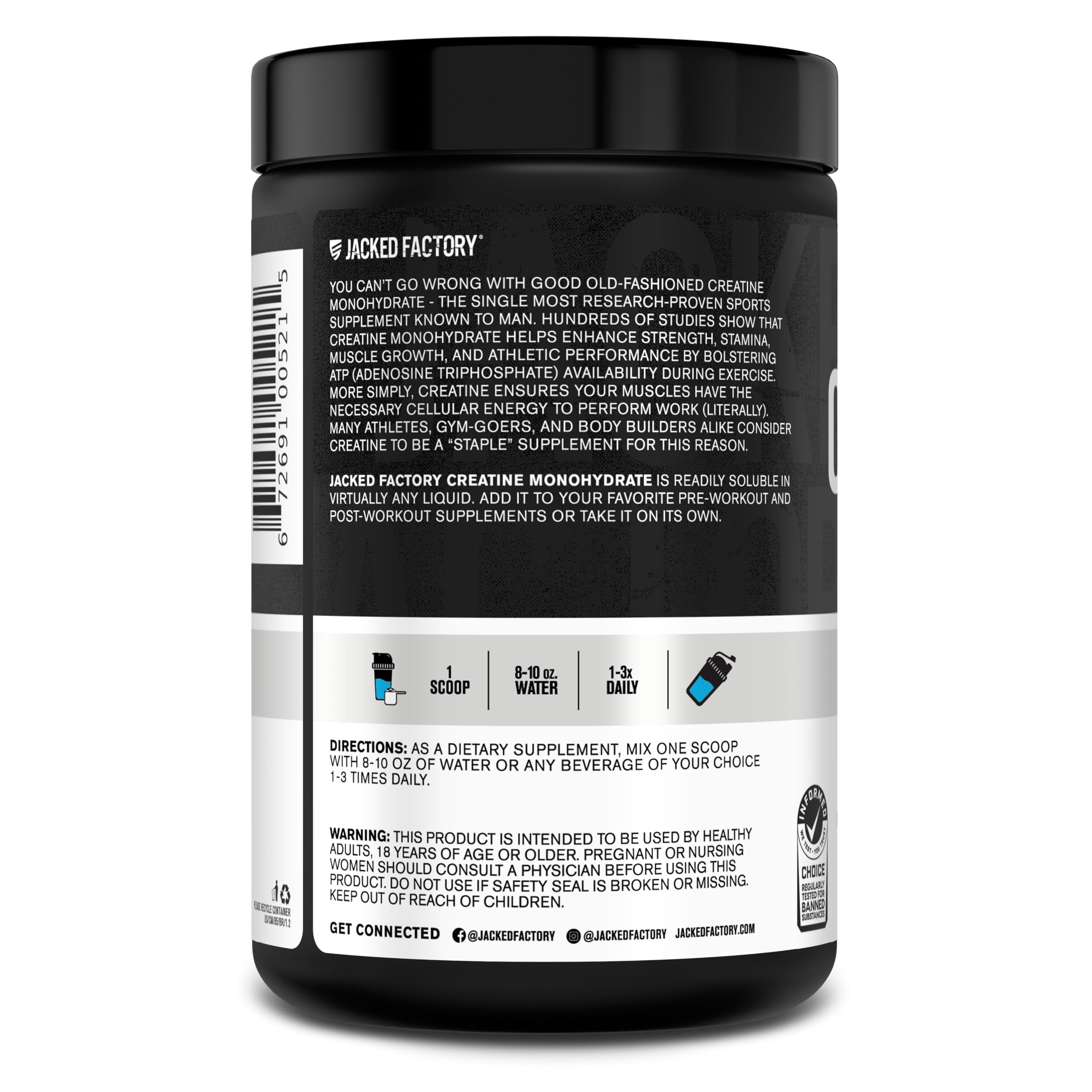 Jacked Factory 425g bottle with 85 servings for daily use
