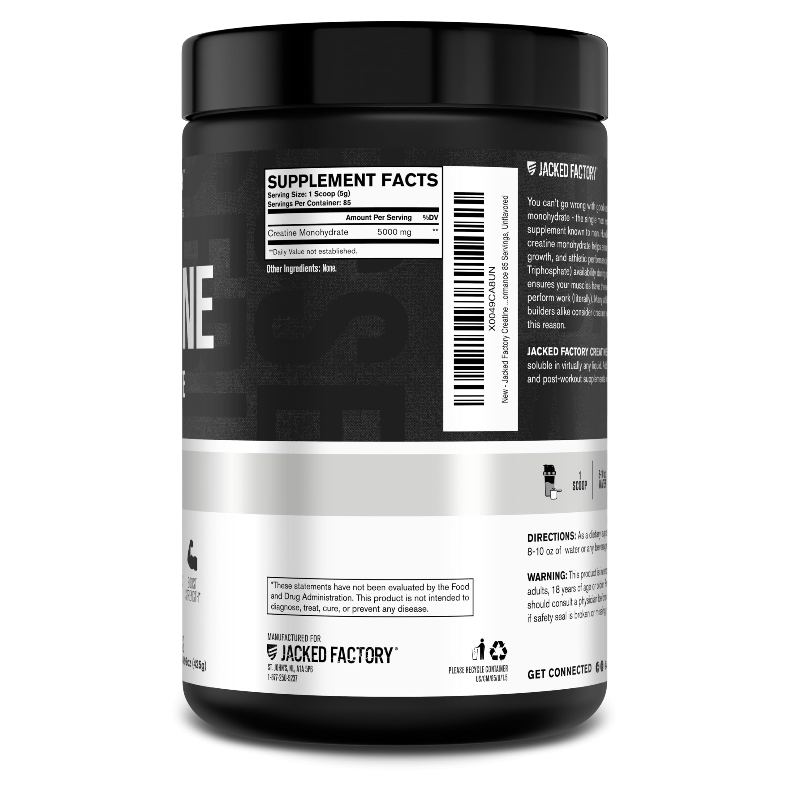Jacked Factory creatine powder in a gym setting before training