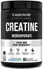 Jacked Factory Creatine Monohydrate powder in blue raspberry flavor ready to mix