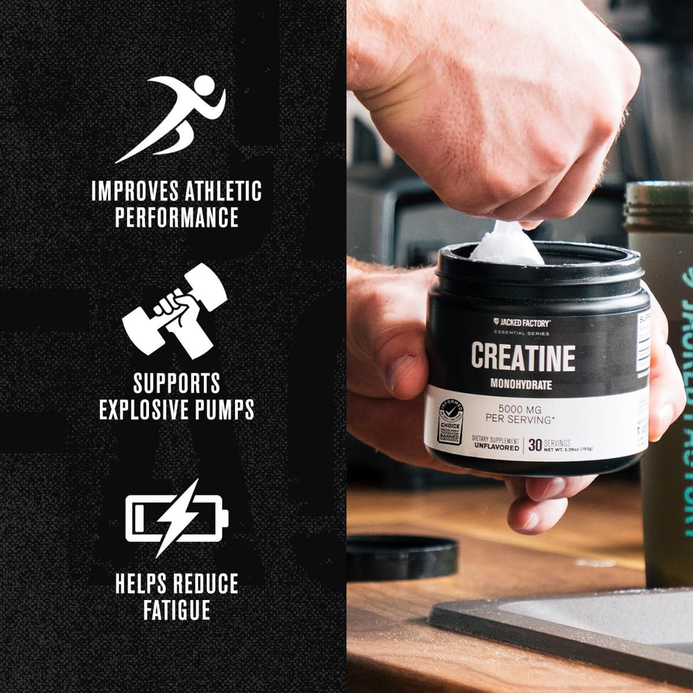 Jacked Factory packaging noting cGMP-certified manufacturing standards.