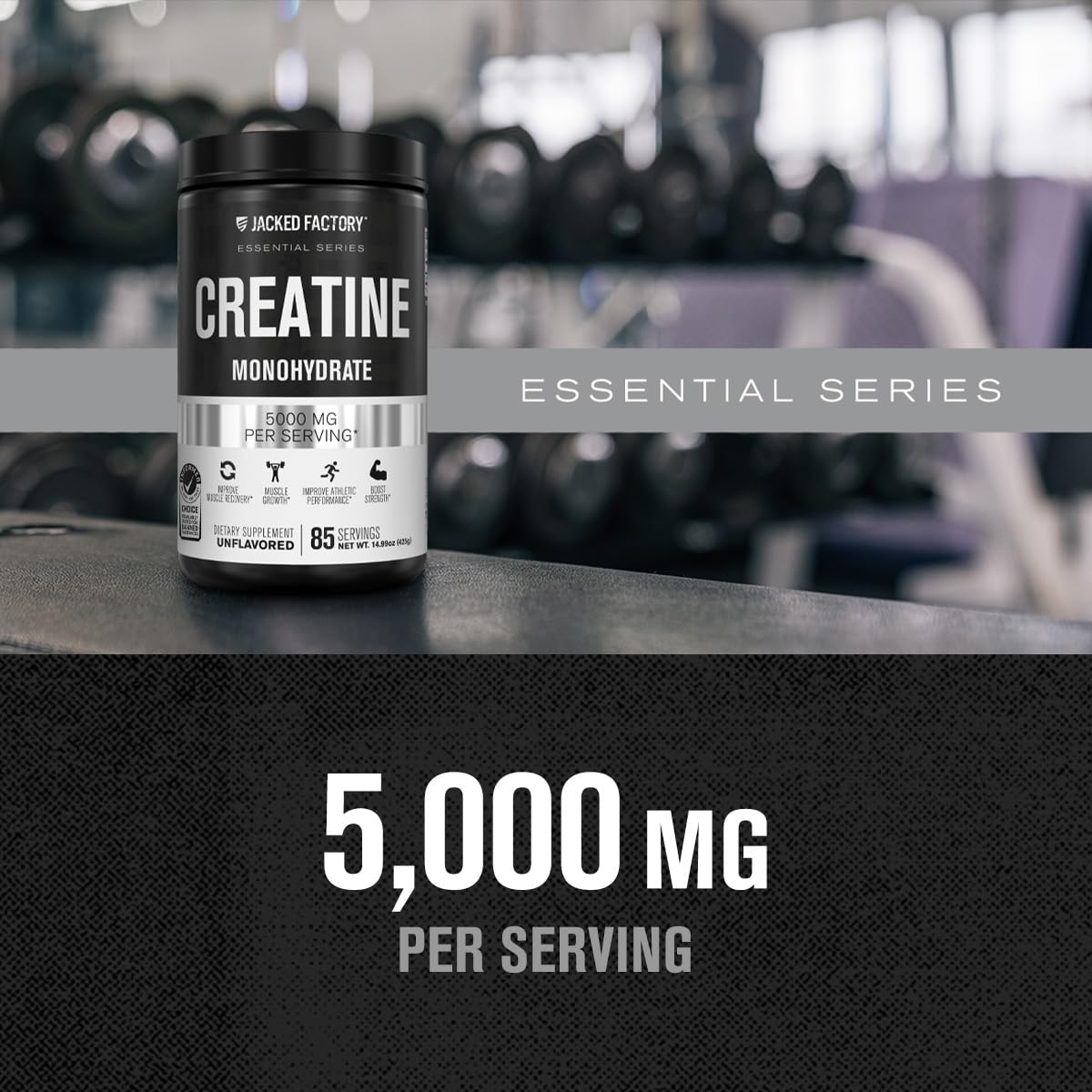 Creatine monohydrate powder from Jacked Factory being stirred into liquid