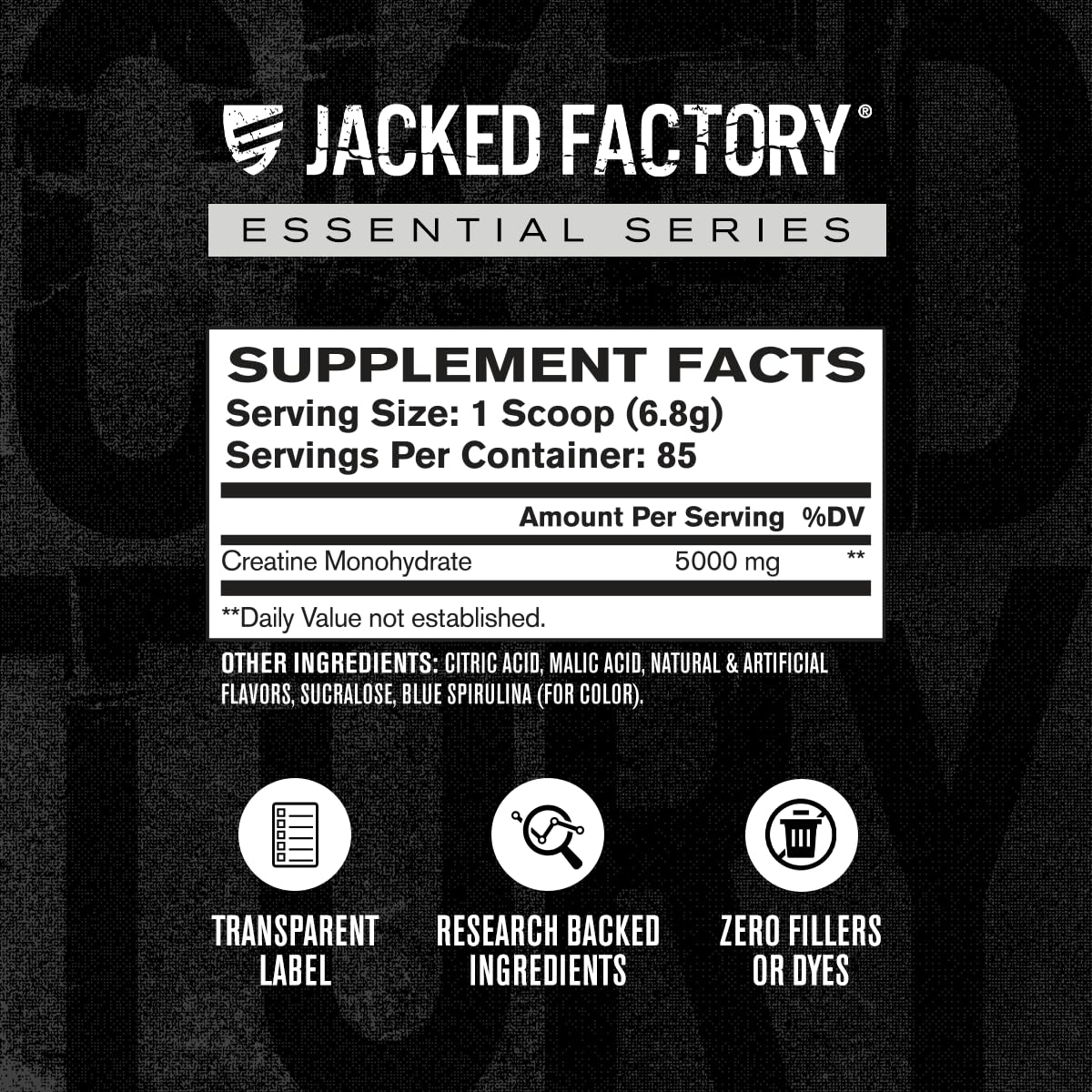 Jacked Factory Creatine Monohydrate third-party tested for purity and quality