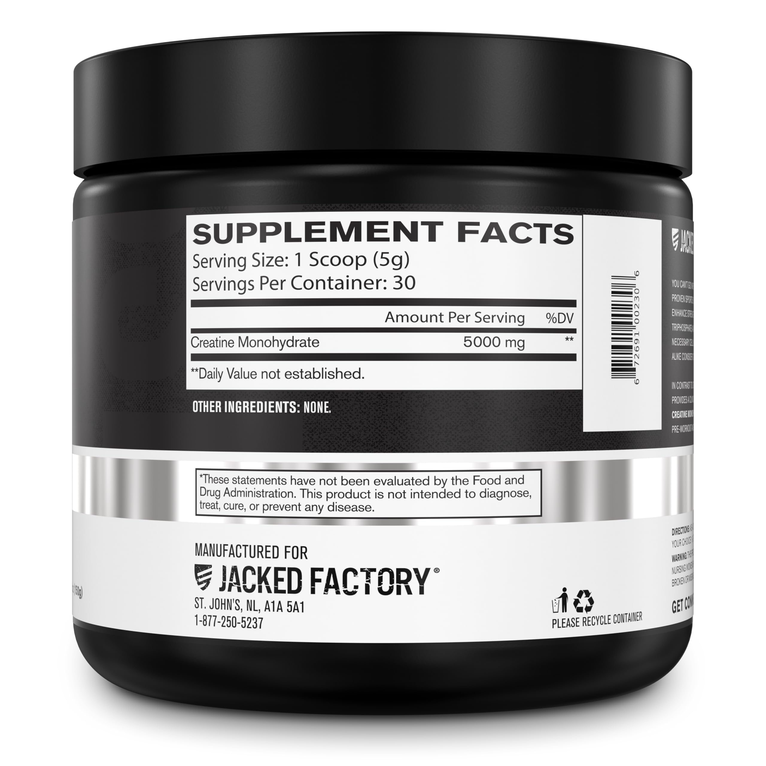 Jacked Factory vegan-friendly creatine powder clearly labeled for plant-based lifestyles.